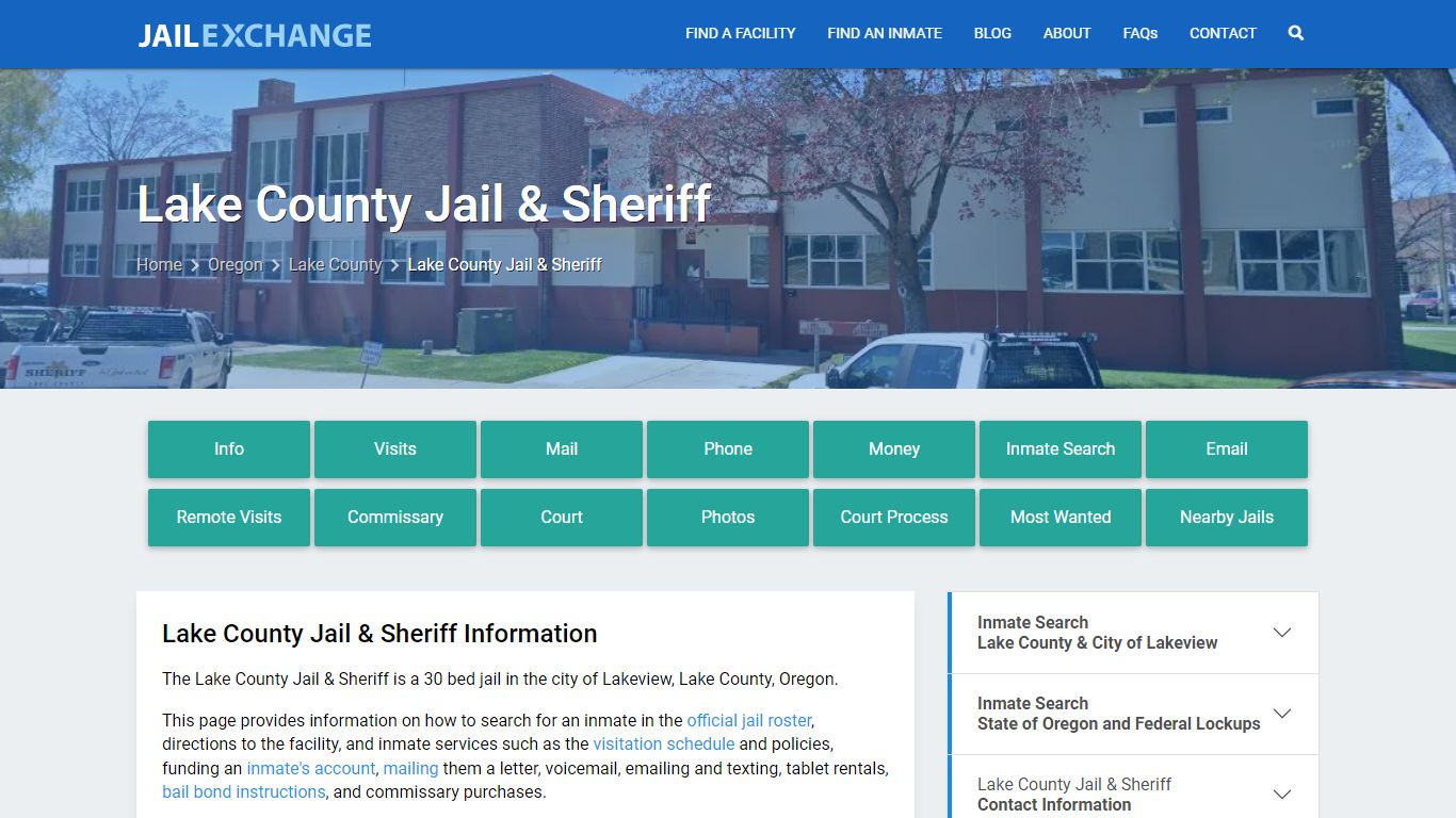 Lake County Jail & Sheriff, OR Inmate Search, Information